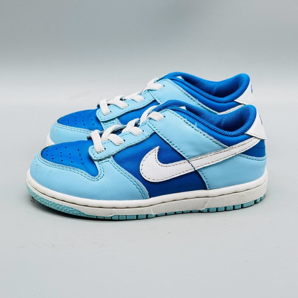 Nike Shoes Kids Toddler 9 c Blue White Dunk Low Top Athletic Sneaker Trainers - Picture 5 of 10